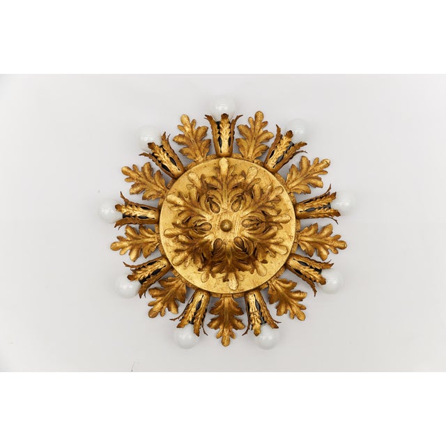 Large Vintage Florentine Leaf Ceiling Lamp by Banci Firenze, 1960s For Sale - Image 12 of 12