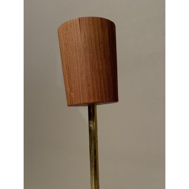 Modern Scandinavian Teak and Opaline Glass Chandelier, Denmark, 1960s For Sale - Image 4 of 8