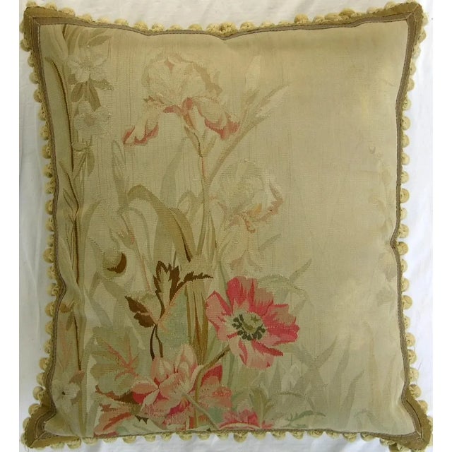 Mid 19th Century Circa 1860 Antique French Aubusson Tapestry Pillow For Sale - Image 5 of 9