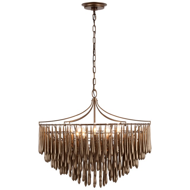 Vacarro Medium Chandelier in Antique Bronze Leaf Designer: Julie Neill Canopy: 7" Round Mounting: Chain Shade Detail: No...