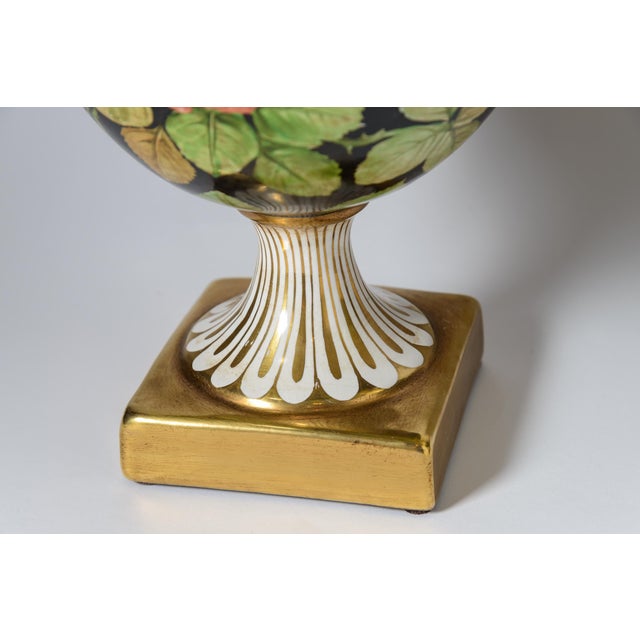 Pair Very Tall Hand Painted Vintage Italian Ceramic Urns, Artist Signed For Sale - Image 10 of 12