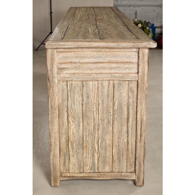 Wood Large Rustic Bleached Wood Six-Door Sideboard Media Cabinet For Sale - Image 7 of 18