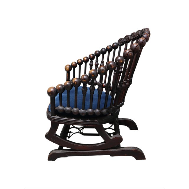 Wood George Hunzinger Lollipop Platform Rocking Chair For Sale - Image 7 of 13