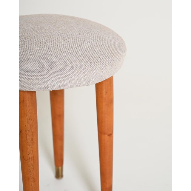 Vintage Upholstered Teak Stool, 1950s For Sale - Image 4 of 8