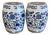 Chinoiserie Blue & White Peony Hexagon Garden Stools - A Pair For Sale