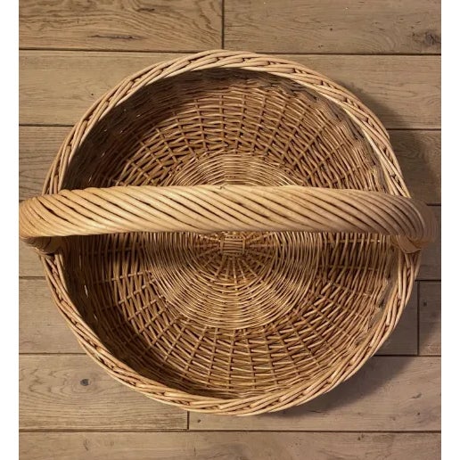 Vintage Huge Decorative Storage Wicker Basket with Handle For Sale - Image 4 of 9