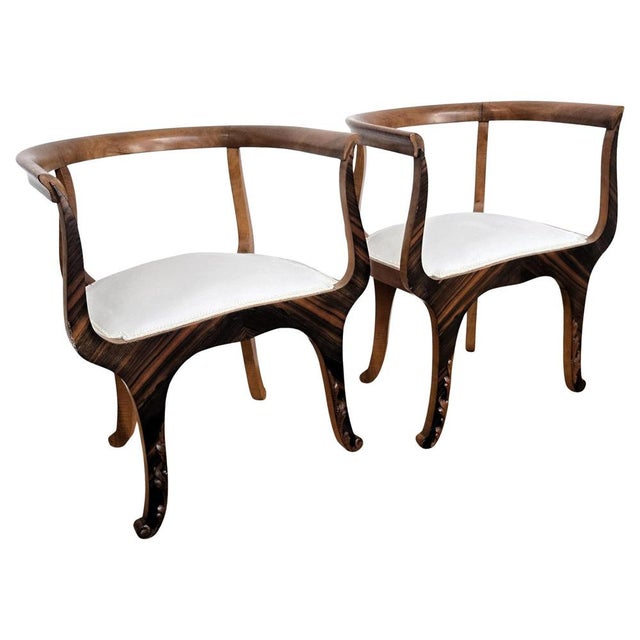 Mid-Century Art Deco Italian Briar Wood Lounge Armchairs, 1940s For Sale - Image 12 of 12