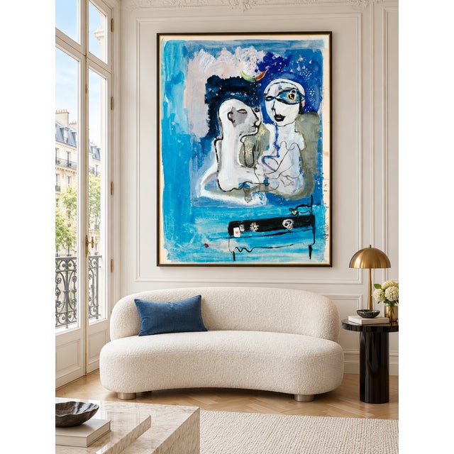 Contemporary 1933 Blue Modernist Couple Art Print, Liebespaar by Walter Kurt Wiemken - 36" X 48" For Sale - Image 3 of 8
