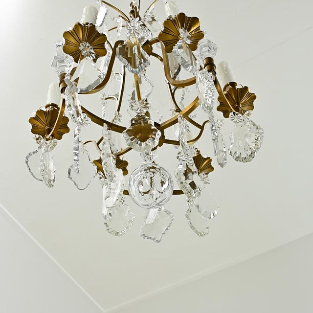 French 19th Century Brass & Crystal Chandelier For Sale - Image 12 of 12