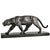 Art Deco bronze panther sculpture by Alexandre Ouline. Bronze with black patina on Belgian black marble base France ca....