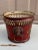 French Red & Gold Tole Cachepot With Lion Head Handles and Pierced Gallery Rim For Sale In South Bend - Image 6 of 10