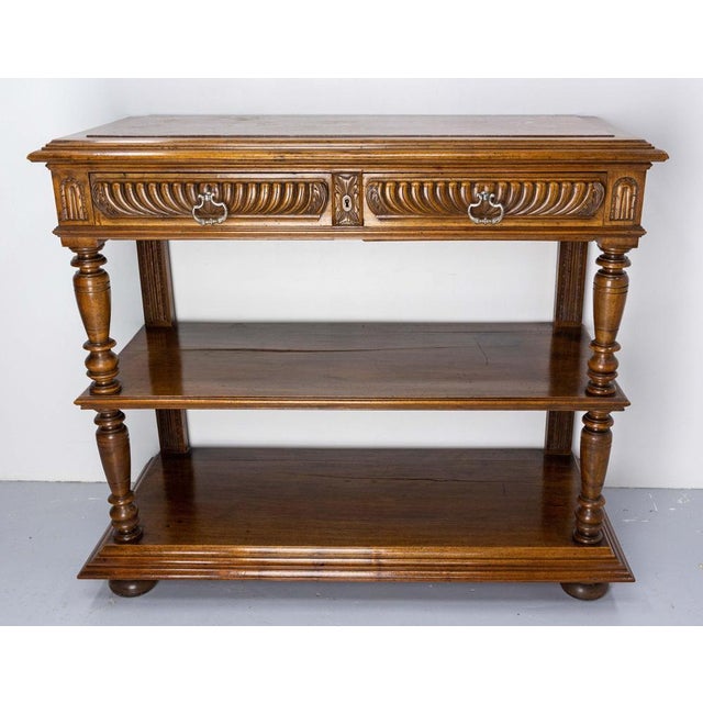 Serving table with baluster and marble top, French, late 19th century. Two drawers. Perfect of a restaurant, all king of...