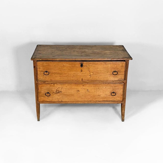 Rustic Italian Wooden Chest of Drawers with Iron Handles, 1930s For Sale - Image 3 of 18