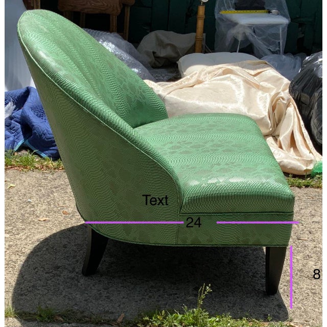 Vintage Round Back Green Upholstered Chair For Sale - Image 9 of 13