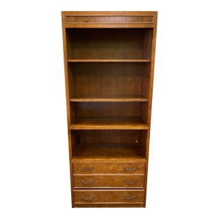 Vintage Chinoiserie Burl Wood Century Furniture Bookcase For Sale