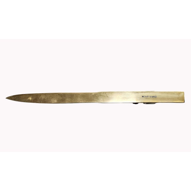Mid-20h Century Golden Brass and Leather Letter Opener/Knife by the Luxury Design House Hermès Paris, France For Sale - Image 6 of 8
