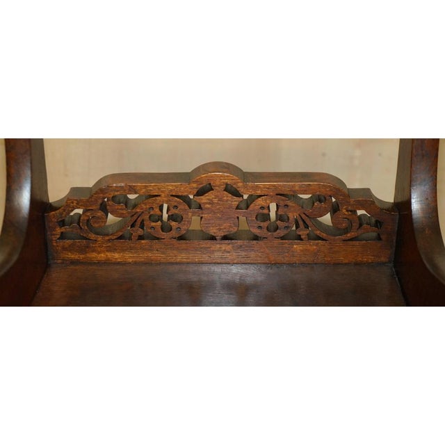 Set of Antique Victorian English Hand Carved Hall Chairs with Rotating Handles, 1880 For Sale - Image 6 of 18