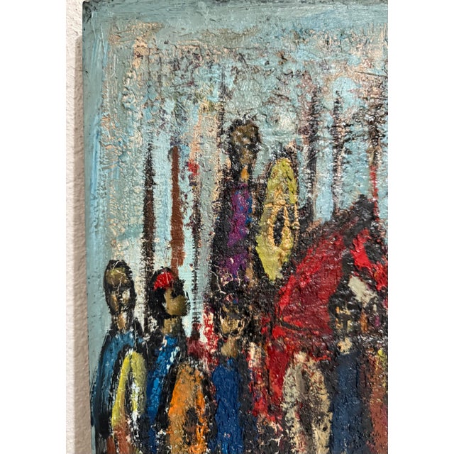 Nissan Engel, Mod French Oil Painting Semi Abstract Colorful Composition Israeli Nissan Engel, c.1950's-1960's For Sale - Image 4 of 11