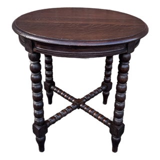 Antique English Bobbin Twist Side Table For Sale