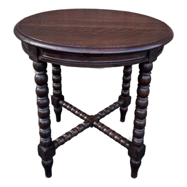 Antique English Bobbin Twist Side Table For Sale