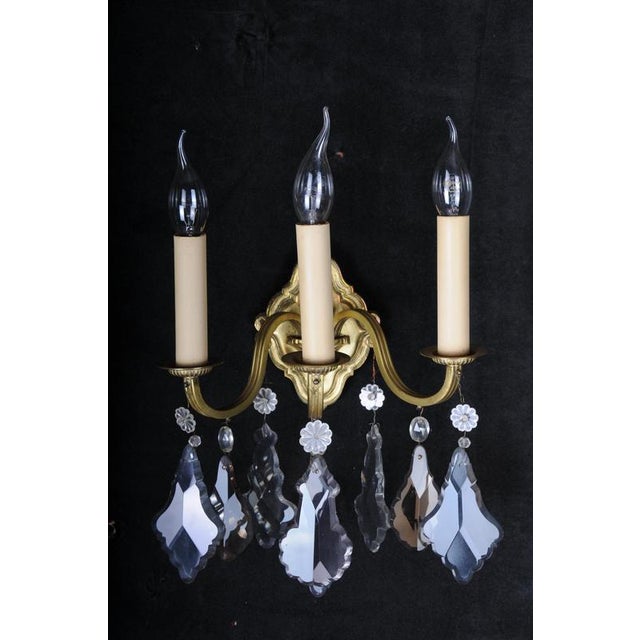Vintage French Crystal Sconces, 1930s, Set of 2 For Sale - Image 4 of 14