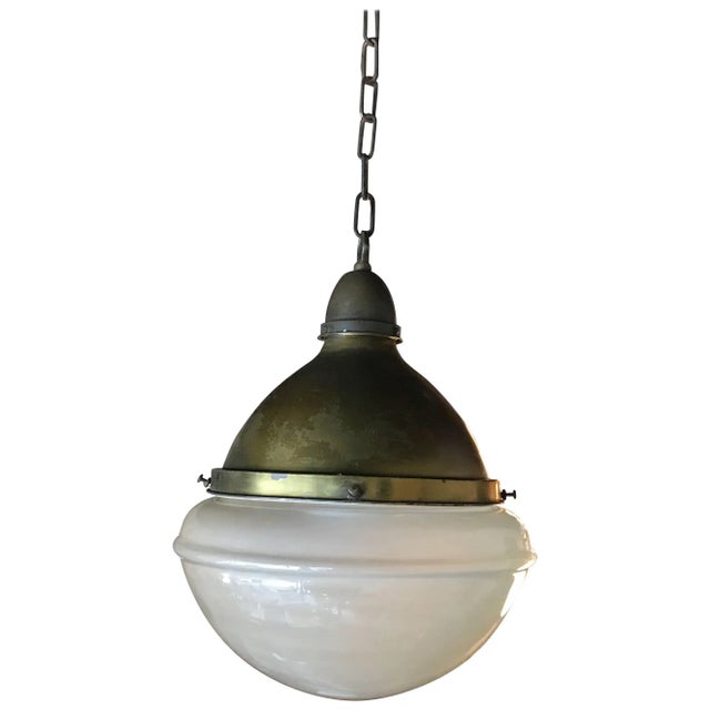 Metal Industrial Acid Washed Glass Library Pharmacy Pendant Light For Sale - Image 7 of 7