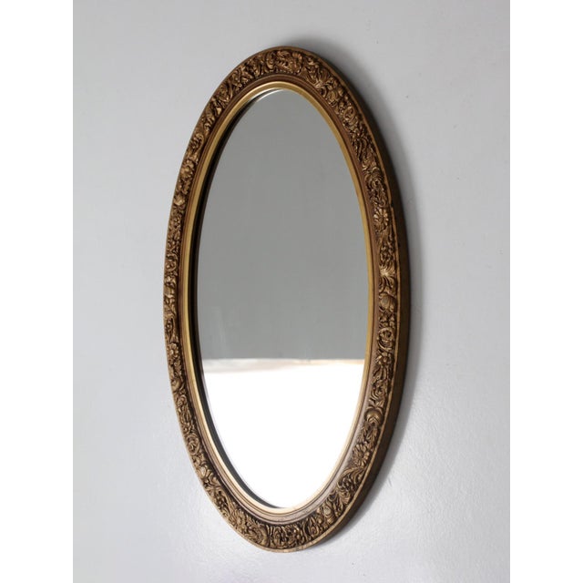 Mid-Century Oval Gilt Wall Mirror For Sale - Image 9 of 10