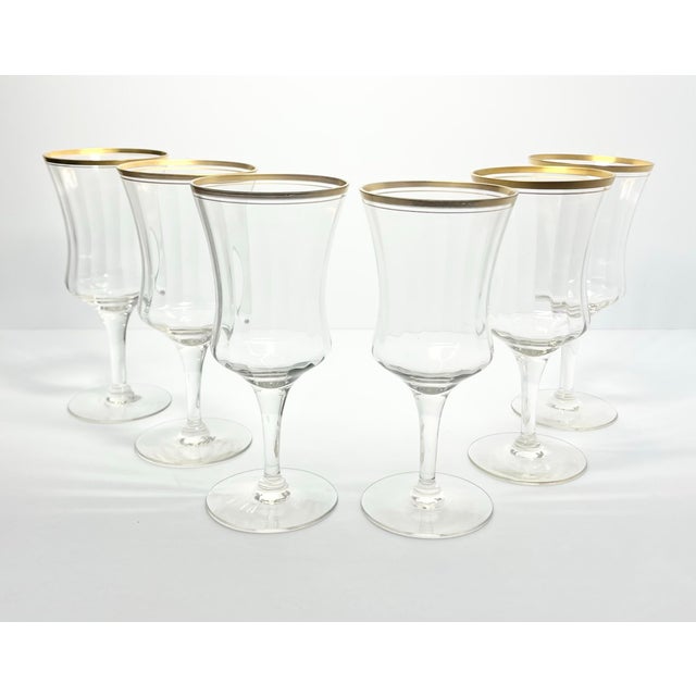 1960s 1960s Mid-Century Vintage Optic Gold Rim Iced Tea Glasses - Set of 6 For Sale - Image 5 of 5