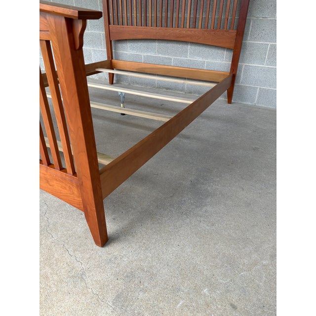 Brown Chatam Reproductions Arts & Crafts Mission Style Queen Size Cherry Bed Frame For Sale - Image 8 of 9