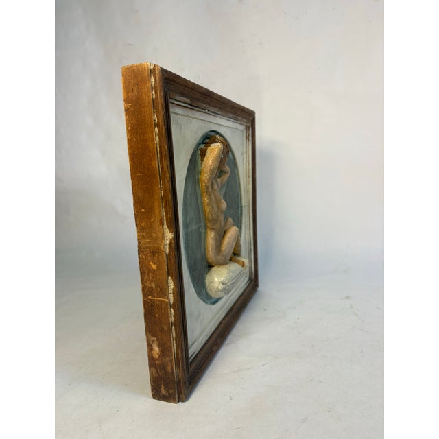 Wood Vintage Mid-Century Wood Female Figure Relief Sculpture For Sale - Image 7 of 11