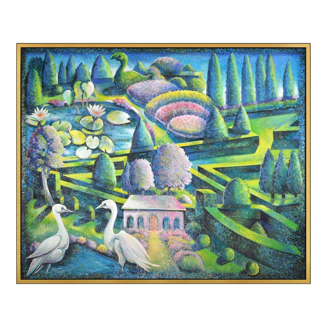 Late 20th Century Gardens Contemporary Oil Painting on Canvas Lowell Blair Nesbitt For Sale