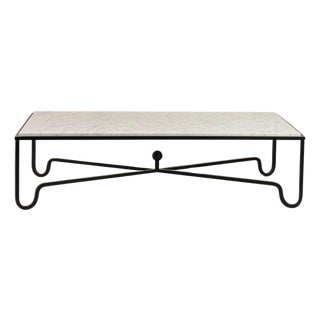 Large Honed White Marble 'Entretoise' Coffee Table by Design Frères For Sale