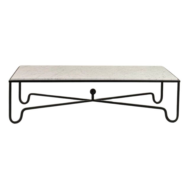 Large Honed White Marble 'Entretoise' Coffee Table by Design Frères For Sale