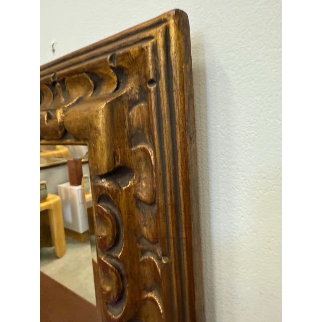 Small Vintage Carved Gilded Wood Mirror For Sale - Image 4 of 7