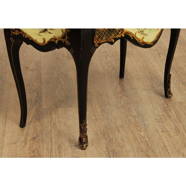 Louis XV Style Hand Painted Marble Top Bombe Commode For Sale - Image 12 of 12