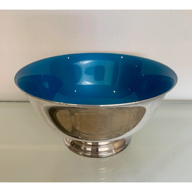 Vintage Reed & Barton, silver plate bowl with a turquoise enameled inner side. These mid-century bowls were designed in...
