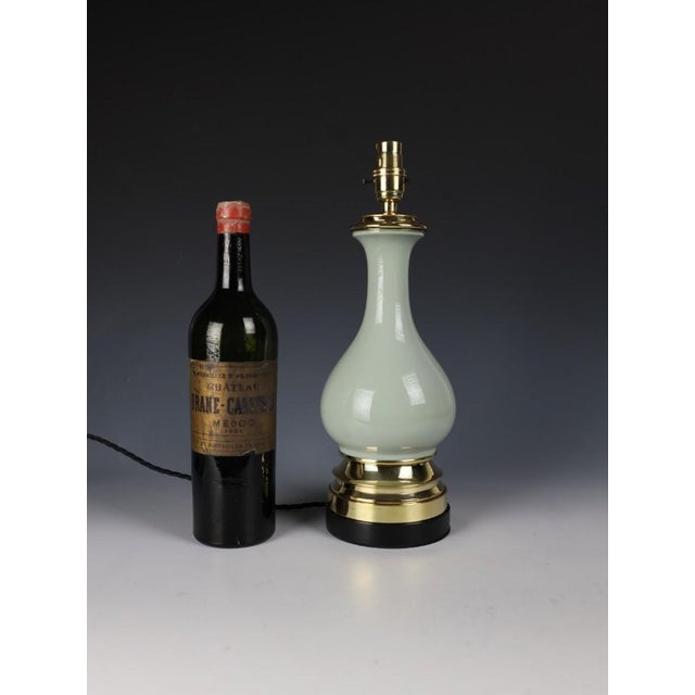 Victorian French Celadon Glazed Ceramic Table Lamp, 1890 For Sale - Image 4 of 11