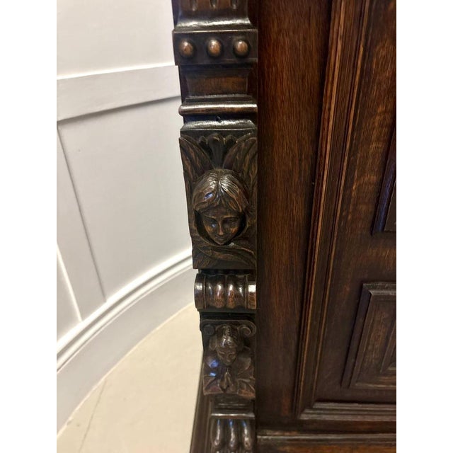 Brown Antique Carved Oak Sideboard, 1880s For Sale - Image 8 of 16