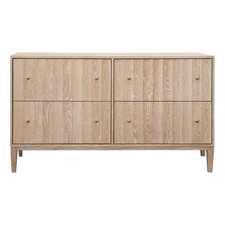 Matthew Izzo Home Angus Fluted Cerused Oak Four Drawer Chest With Brass Hardware For Sale