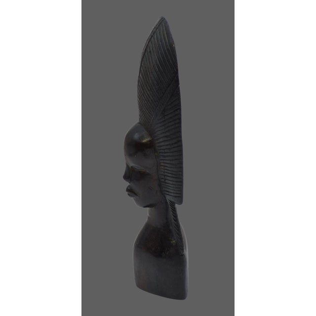 Mid 20th Century Mid 20th Century Hand Carved Iron Wood African Sculpture Tribal Art Bust For Sale - Image 5 of 10