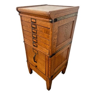 Antique Sectional Multi-Drawer Filing Cabinet Vollmer Bros. Quarter Sawn Oak For Sale