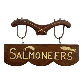 Vintage Salmoneers Fishing Camp Signs For Sale