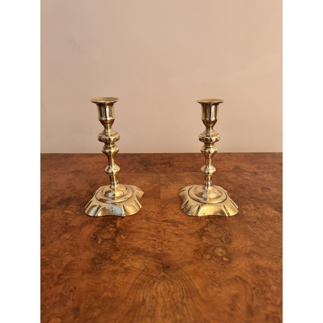 Antique Queen Ann Brass Candlesticks, 1700, Set of 2 For Sale - Image 4 of 6