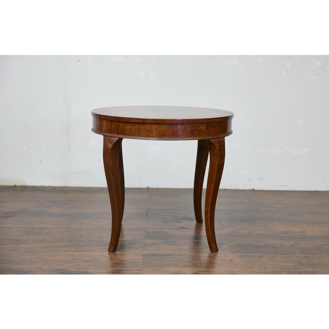 Italian Walnut Table with Round Quarter Veneer Top and Cabriole Legs For Sale - Image 12 of 12