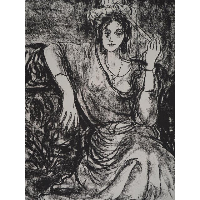 Leopoldo PRESAS (1915-2009) Young Woman with a Hat Original Lithograph Signed in pencil On Arches wove paper, 53 x 74 cm...