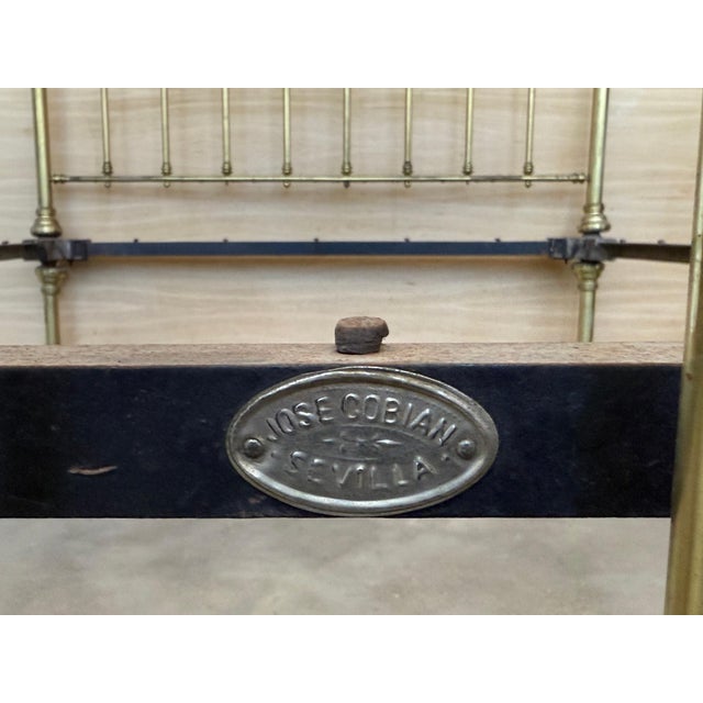 Early 20th Antique French Brass & Bronze Bed , Queen Size For Sale - Image 9 of 18
