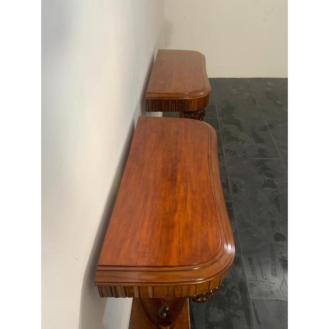 Art Dèco Console with Conucopia -Shaped Pilasters, 1930s, Set of 2 For Sale - Image 6 of 18
