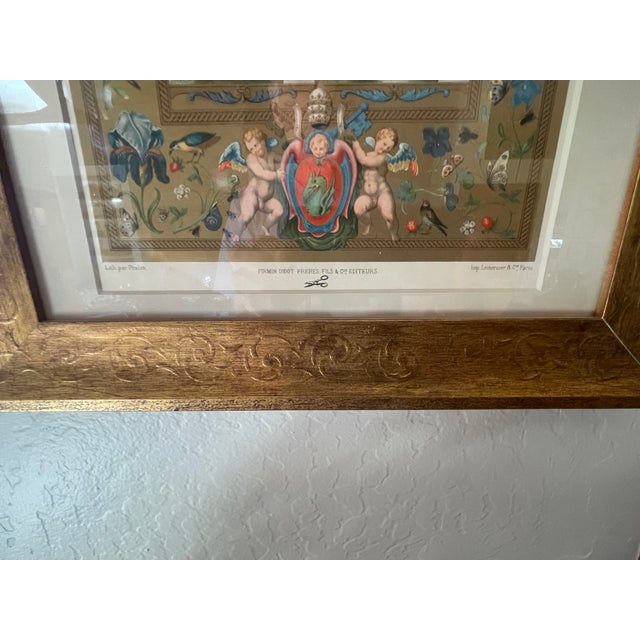 Renaissance Antique Original Print Plate LXI 1869 Renaissance Pope Gregory XIII & Italy Larson Juhl Gold Leaf Frame For Sale - Image 3 of 8