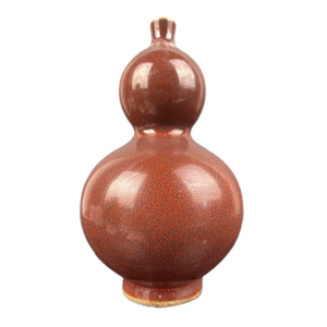 Antique Chinese Porcelain Qing Dynasty Kangxi Marked Flambé Glaze Porcelain Double-Gourd Vase, Kiln Variation Glaze Gourd-Shaped Ceramic Bottle