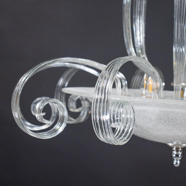 Glass Large MCM Rugiada and Cristallo Murano Chandelier Attributed to Ercole Barovier For Sale - Image 7 of 18